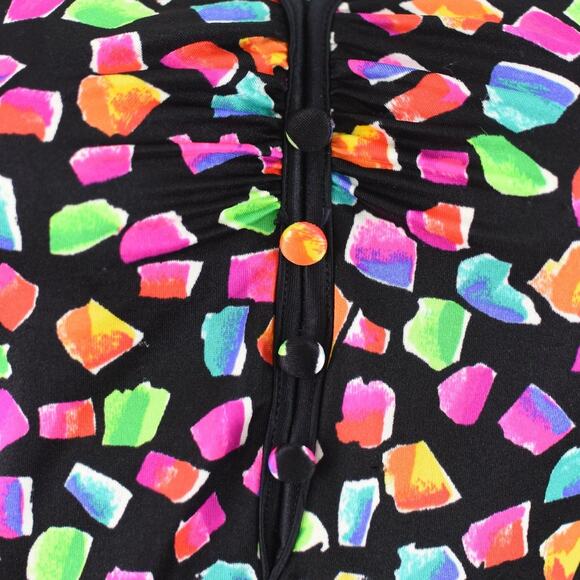 80s Maxine of Hollywood Black and Pink Retro Print Swimsuit - Picture 4 of 16